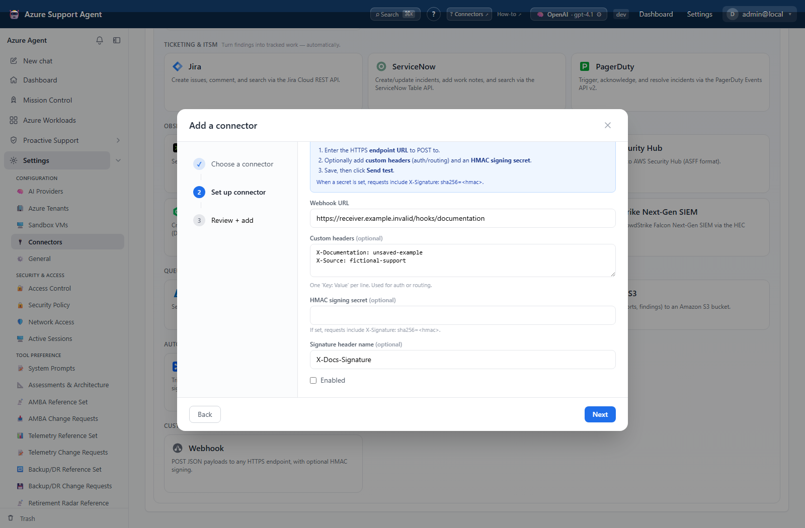 Generic webhook — unsaved routing and signing fields