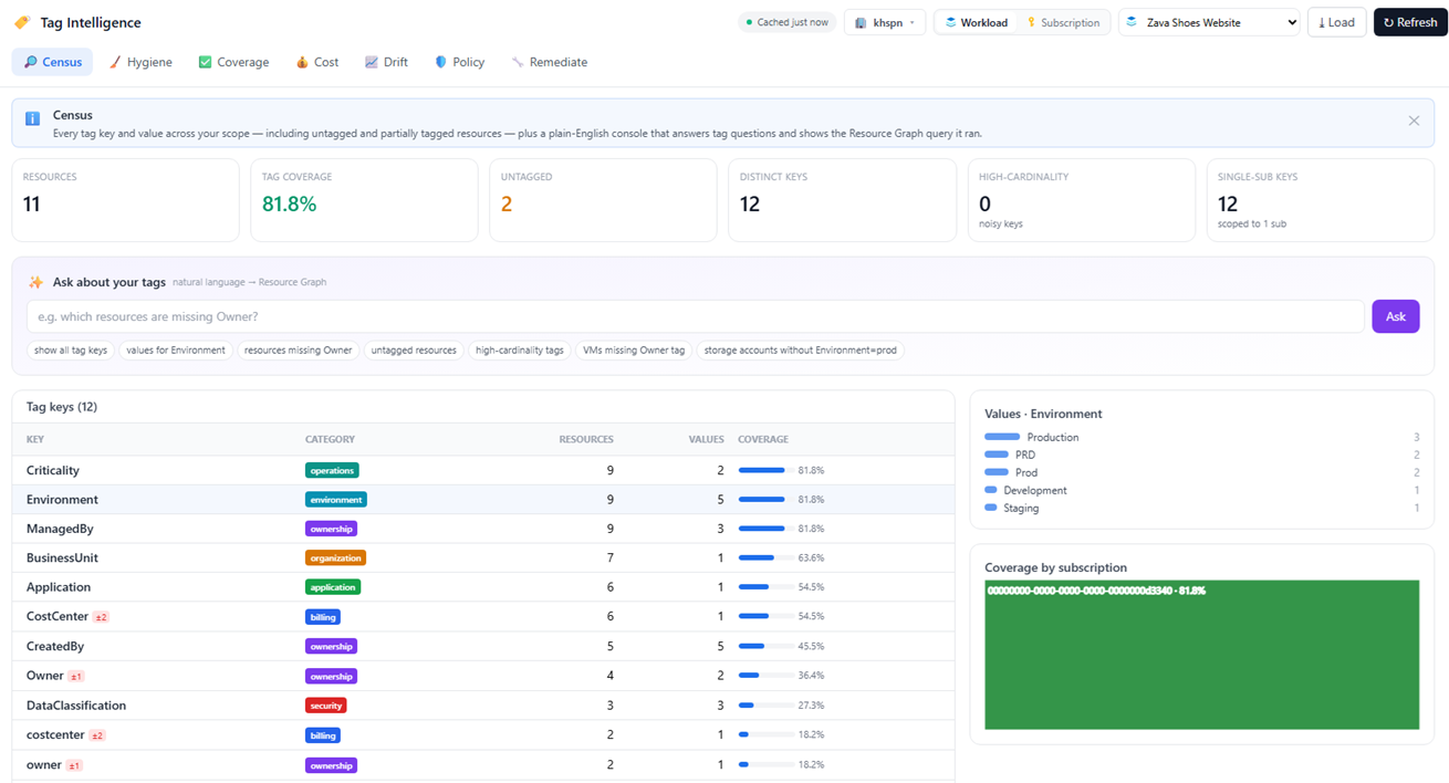 Tag Intelligence workspace